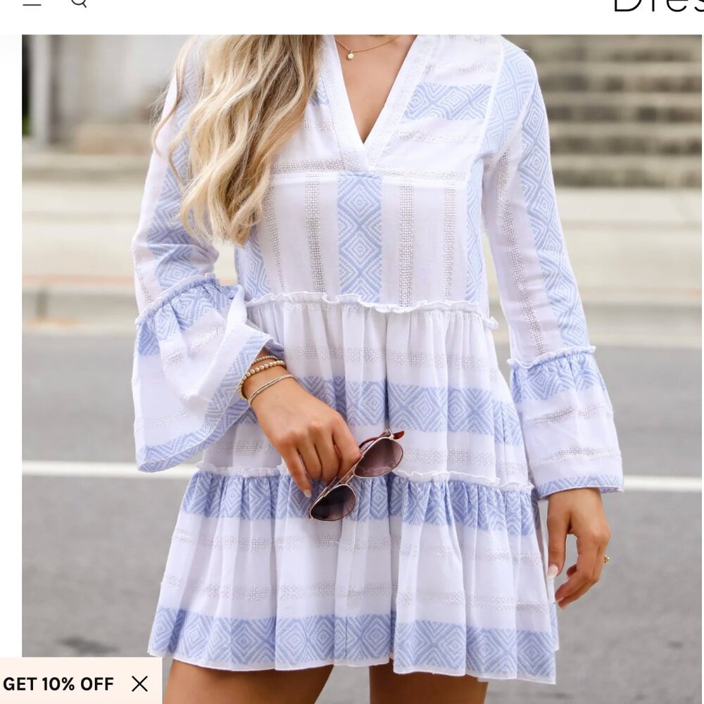 NWOT Hudson Gray White/Blue Striped Mini Dress